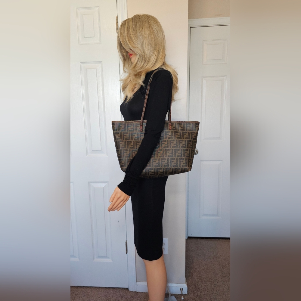 Authentic FENDI Zucca Spalmati Canvas Tote Shoulder Bag ❤️ - Picture 16 of 16
